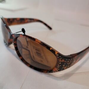 Foster Grant Women's Polarized Rhinestone Sunglasses Tortoise Brown Lenses New